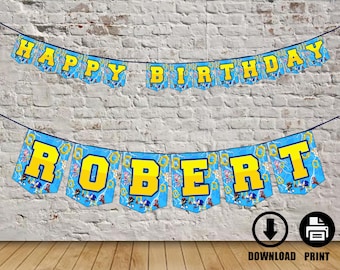 Sonic Birthday Banner: Alphabet and Number Pennants (Digital File)