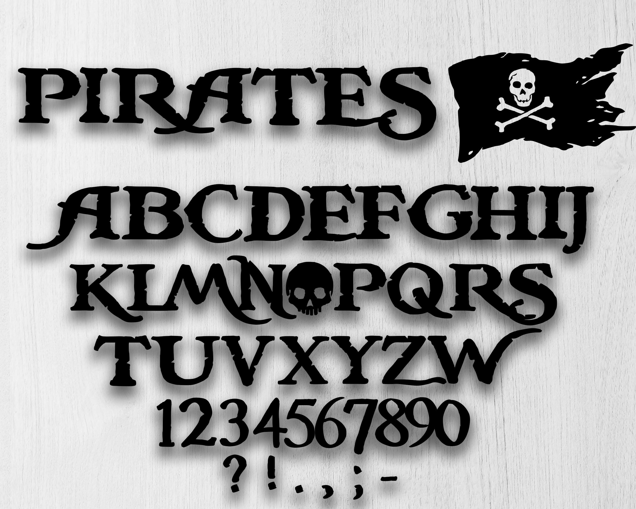 海賊のアルファベットと数字のPNG：誕生日フォント（デジタルファイル