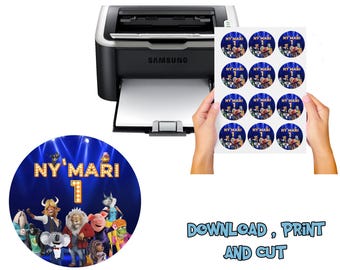 Sing 2 Birthday Party Sticker: Personalized Digital File (PDF & PNG)