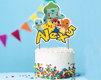 Pikachu Birthday Party Decor: Cake Topper & Banner (Digital File)