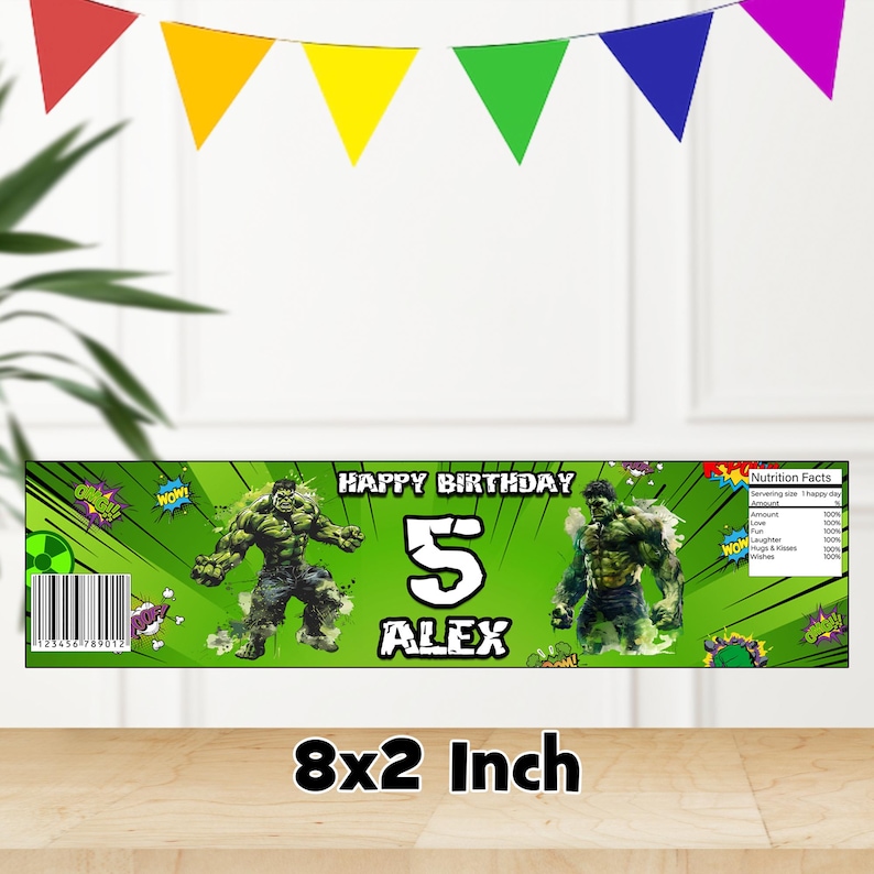 Hulk Labels Hulk Birthday Water Bottle Labels: Personalized Printable Sticker ...