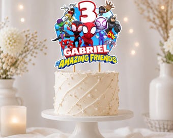 Spidey Birthday Cake Topper: Personalized Digital Design (PNG)