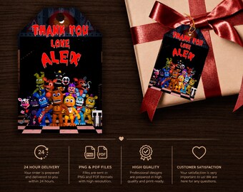 Five Nights at Freddy's Birthday Thank You Card : Party Favor (Digital File)