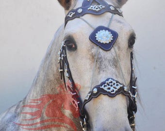 Handmade Fancy Horse Bridle in Vintage Style with free reins, Gift for Horse Lover, Equestrian Riding Bridle