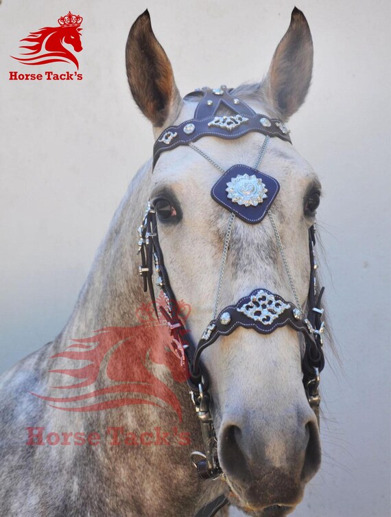 Bridon fantaisie fait main de style vintage avec rênes libres, cadeau pour amateur de chevaux, bridon d'équitation - France