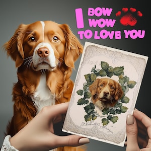 Tarjeta vintage personalizada de su perro / Retrato de perro personalizado / Regalo conmemorativo para mascotas / Regalo personalizado para amantes de los perros, mamás y papás de perros