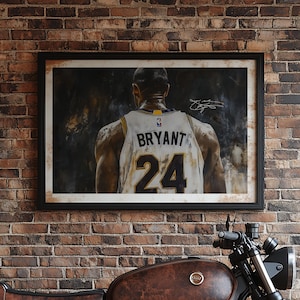 Kobe Bryant Poster Wall Art - NBA Basketball Vintage Print, Decor, Gift, Canvas - Sports Motivational Black Mamba Mid Century Modern
