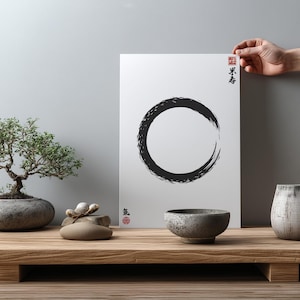Wabi Sabi Enso Wall Art Print | Abstract Minimalist Japandi Decor | Modern Neutral Printable Digital Download for Living Room or Bedroom