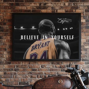 Kobe Bryant Poster Wall Art NBA Basketball Vintage Print, Decor, Gift, Canvas - Sports Motivational Black Mamba Mid Century Modern Artwork