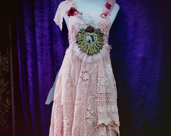 Shabby Chic Fairy Dress School Formal Prom Victorian,Bohemian,gothic,Gypsy Dress boho Adjustable Small-Large