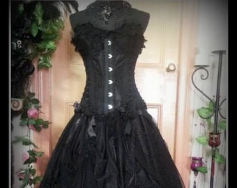MADE To ORDER Stunning Hand Made One Of A Kind Beautiful Gothic Gown dress corset skirt. Bridal Wedding