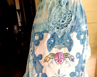 Victorian,Bohemian,Gypsy Skirt Fairy boho Vintage & Antique Textiles OOAK Size Large-Xtra Large