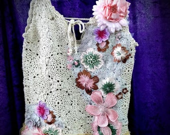 Victorian,Bohemian,Gypsy Top Fairy boho Vintage & Antique Textiles OOAK Size Extra Small