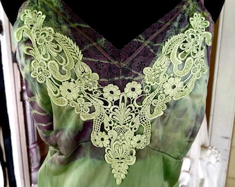 Victorian,Bohemian,Gypsy Dress Fairy boho Vintage & Antique Textiles OOAK Size Large-Extra Large