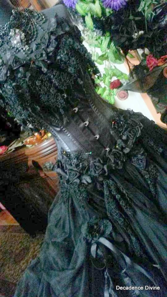 Black Wisteria Hand Made Limited Edition Beautiful Gothic Gown Dress Corset Skirt.Size M Bridal Wedding