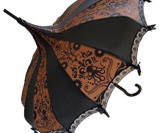 Schokolade Braun/ Schwarz Oktopus Steampunk Sonnenschirm Regenschirm für Regen oder Glanz gothic steampunk gypsy boho boho witchy