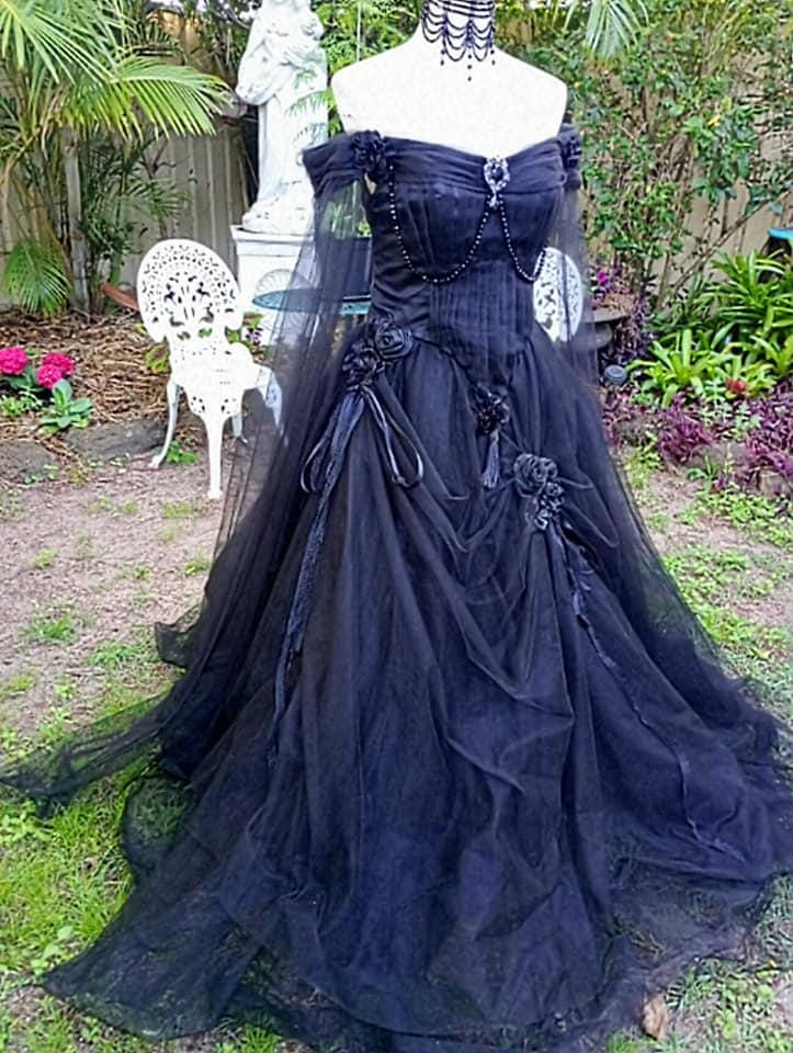 long black dress witchy - Etsy gothic black witch dress Blush West 1710 perfect for prom The sleeves are made Fit:Relaxed Fit