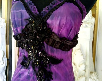 Victorian,Bohemian,Gypsy Long Dress Fairy boho Vintage & Antique Textiles OOAK Size Small-Medium
