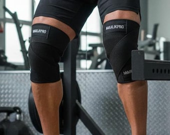Knee Wraps 72 Inch Weightlifting Pair | Cotton Powerlifting Squats Knee Support | CrossFit Bodybuilding | Gym Gift for Him Women