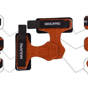 MaalikPro Leather Weightlifting Grip Straps | Powerlifting Hand Support grip for weight lifting