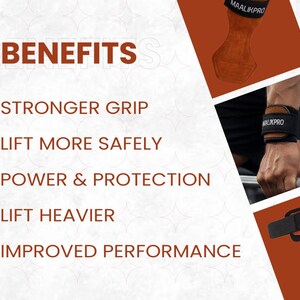 Leather Weightlifting Grip Straps | Powerlifting Hand Support grips (pair) image 12