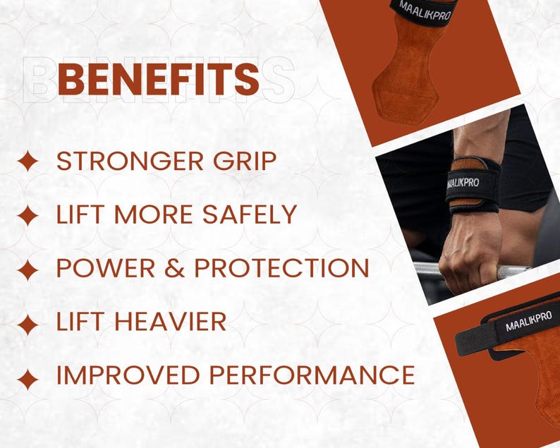 Leather Weightlifting Grip Straps | Powerlifting Hand Support grips (pair) image 12