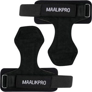 Leather Weightlifting Grip Straps | Powerlifting Hand Support grips (pair) Black