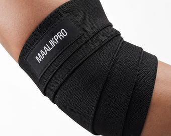 Elbow Wraps for Weightlifting | MaalikPro 45" Elastic Elbow Brace Powerlifting Bench Press CrossFit Gym Workout Support, Father day gift