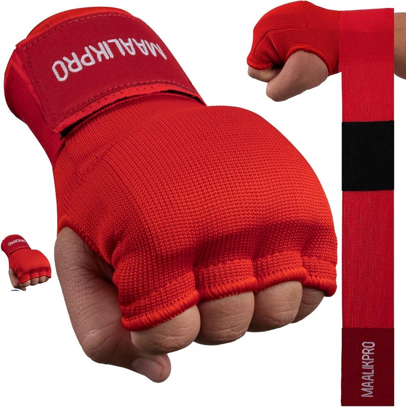 The MaalikPro Boxing Inner Red Gloves are built from 70% cotton and 30% elastic — the stretch lets the glove conform to your hand shape naturally while the cotton keeps it breathable through long sessions. The foam and gel padding sits directly over your knuckles right where the impact lands. Two materials working together — gel absorbs the initial shock, foam distributes it across a wider area so nothing concentrates on one spot during heavy bag work or pad rounds.