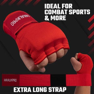 The MaalikPro Boxing Red Inner Gloves are built from 70% cotton and 30% elastic — the stretch lets the glove conform to your hand shape naturally while the cotton keeps it breathable through long sessions. The foam and gel padding sits directly over your knuckles right where the impact lands. Two materials working together — gel absorbs the initial shock, foam distributes it across a wider area so nothing concentrates on one spot during heavy bag work or pad rounds.