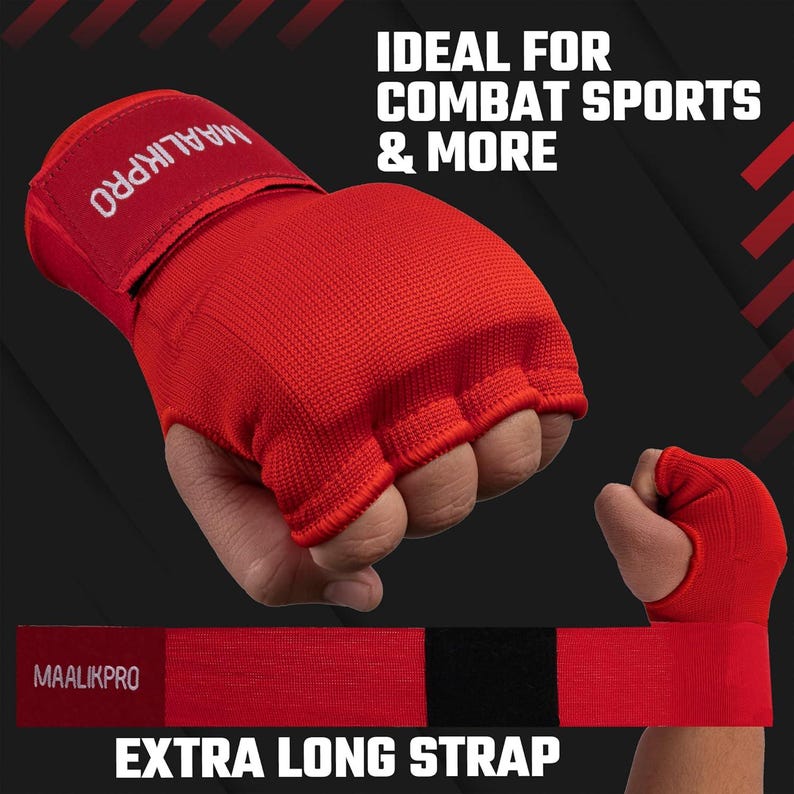 The MaalikPro Boxing Red Inner Gloves are built from 70% cotton and 30% elastic — the stretch lets the glove conform to your hand shape naturally while the cotton keeps it breathable through long sessions. The foam and gel padding sits directly over your knuckles right where the impact lands. Two materials working together — gel absorbs the initial shock, foam distributes it across a wider area so nothing concentrates on one spot during heavy bag work or pad rounds.