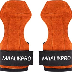 Leather Weightlifting Grip Straps | Powerlifting Hand Support grips (pair) image 5