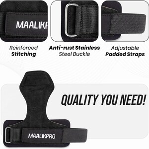 Leather Weightlifting Grip Straps | Powerlifting Hand Support grips (pair) image 8