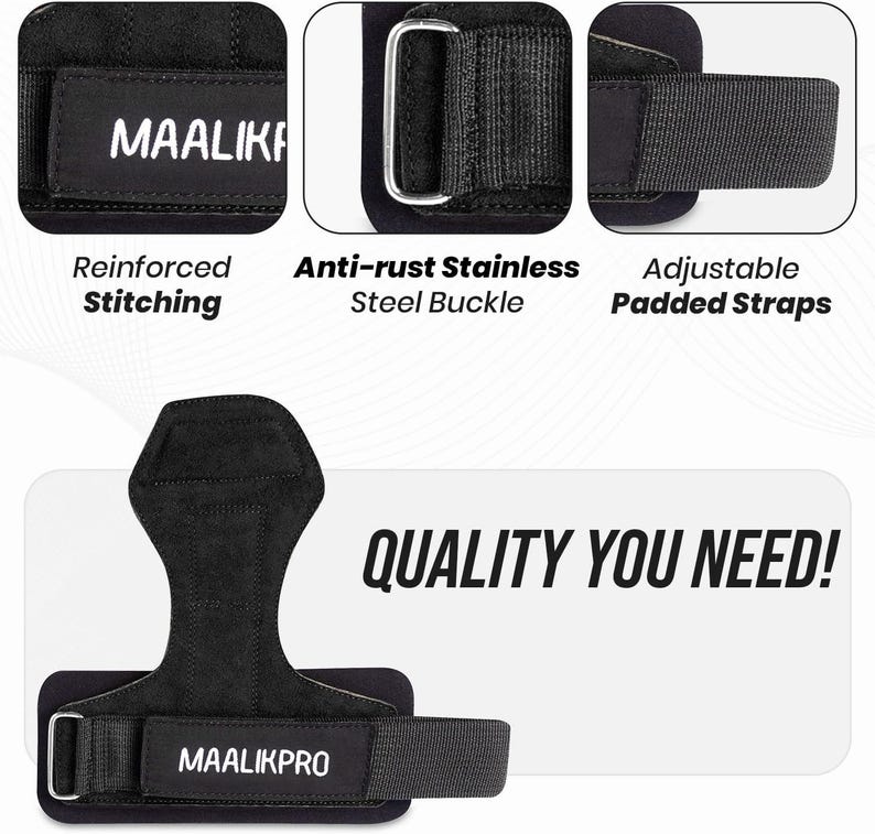 Leather Weightlifting Grip Straps | Powerlifting Hand Support grips (pair) image 8