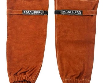 Leather Welding Sleeves, Suede Kevlar Stitched Arm Protection, Heat Flame Resistant, Welder Gift, Multiuse BBQ Blacksmith Workshop