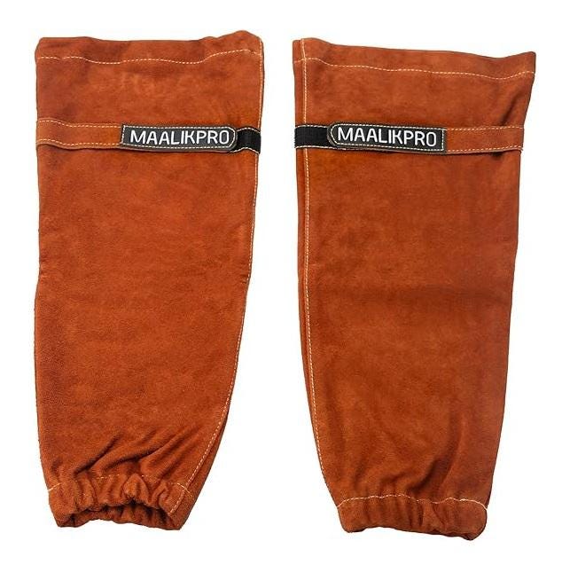 Pioneer Welding Sleeves – 23" Leather Protective Arm Covers With Adjustable Cuffs, Sold In Pairs (Green)