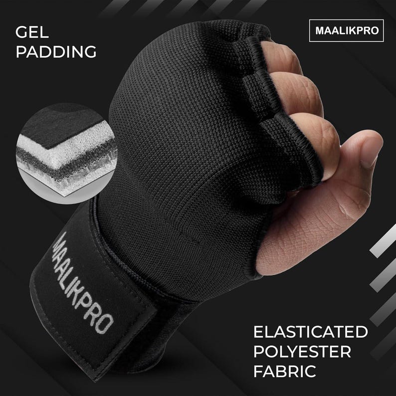 Gel Padded Boxing Inner Gloves Quick Wraps | MMA Muay Thai Kickboxing Hand Wraps Pair | Knuckle Protection | Gift for Boxer Men Women
