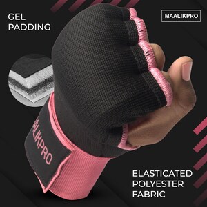 MaalikPro Boxing Hand Wraps Gel Inner Gloves | Muay Thai Hand Wraps & Padded Gloves for MMA Martial Arts | 73cm Wrist Support for Men, Women & Kids (Baby Boxing Gloves Sizes)
