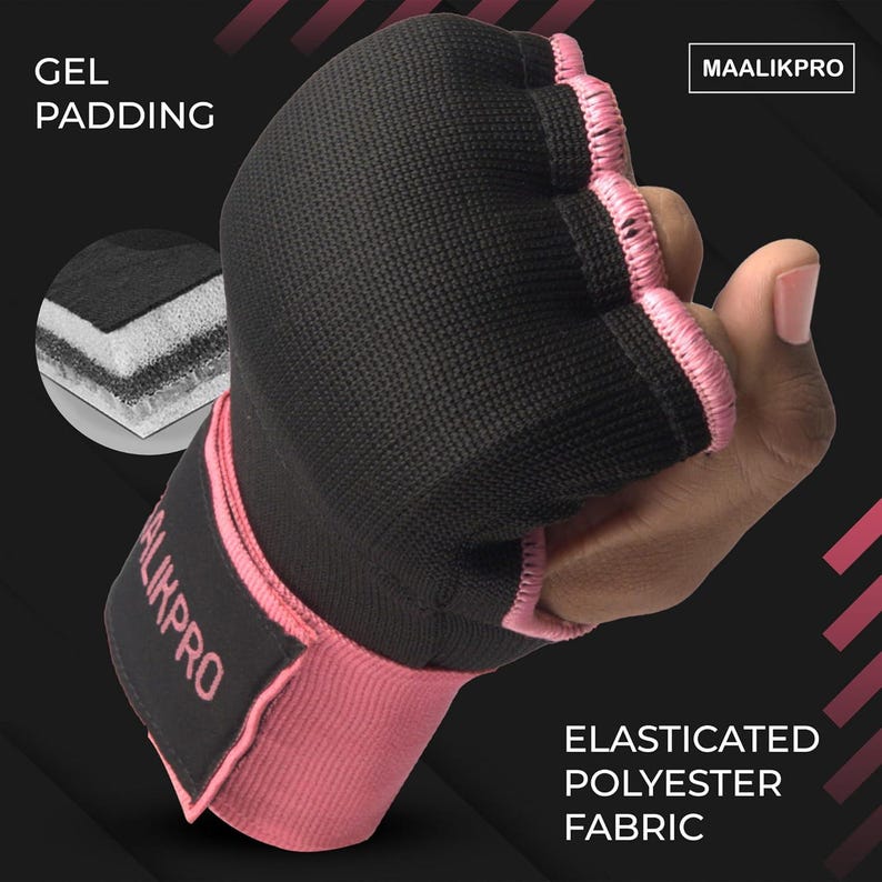 MaalikPro Boxing Hand Wraps Gel Inner Gloves | Muay Thai Hand Wraps & Padded Gloves for MMA Martial Arts | 73cm Wrist Support for Men, Women & Kids (Baby Boxing Gloves Sizes)