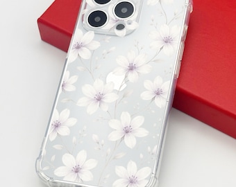 マグノリアの花 ホワイトフラワー 花柄 クリア 携帯ケース iPhone 17