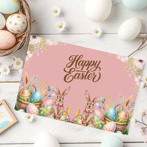 Carte de Pâques imprimable, carte de Joyeuses Pâques, carte numérique, téléchargement immédiat, carte de voeux de Pâques, cadeau de Pâques, carte de Pâques DIY