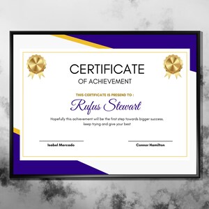 Modern Achievement Certificate Template, Editable Achievement Certificate, Digital Download, DIY Award Recognition, Canva Template, Award