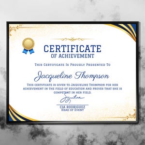 Modern Achievement Certificate Template, Editable Achievement Certificate, Digital Download, DIY Award Recognition, Canva Template, Award