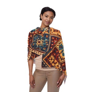 Vintage Patchwork Geometric Scarf | Boho Kilim Pattern