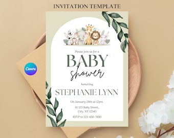 Editable Safari Baby Shower Invitation, Jungle Theme (Digital Invite)