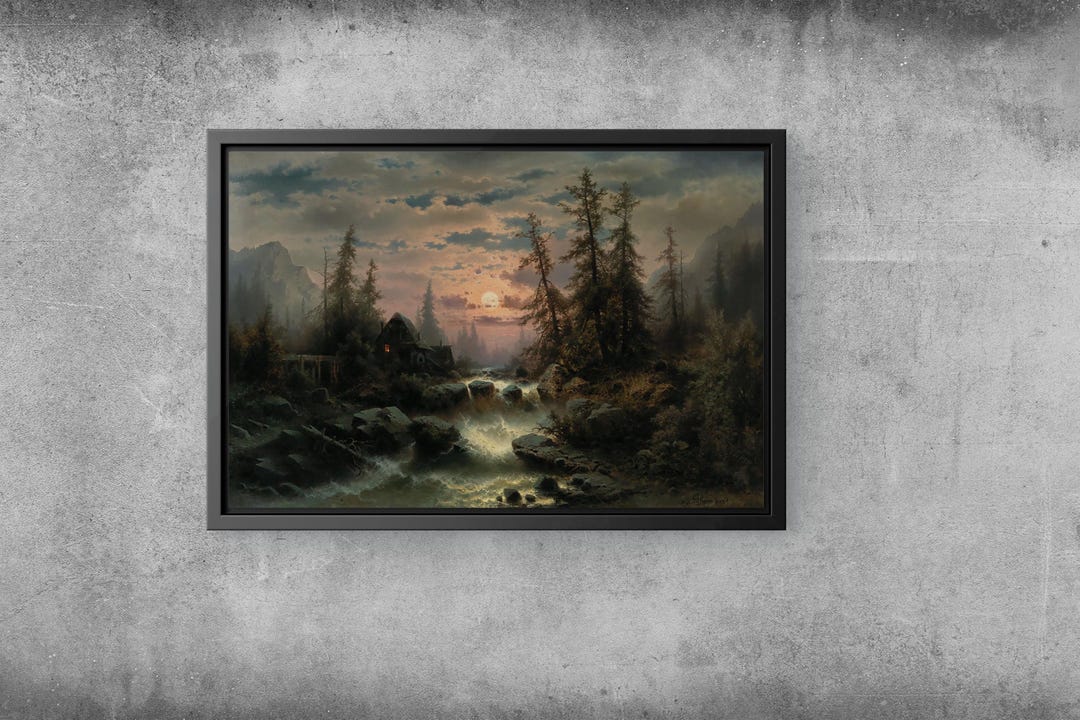 Sunset River Landscape Canvas Print: Rustic Cabin Wall Art - Etsy