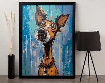 Stampa su tela di cane astratto: ritratto di animale domestico moderno e colorato