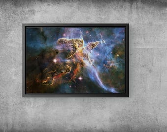 Colorful Space Nebula Canvas Wall Art – Cosmic Galaxy Print, Astronomy Home Decor