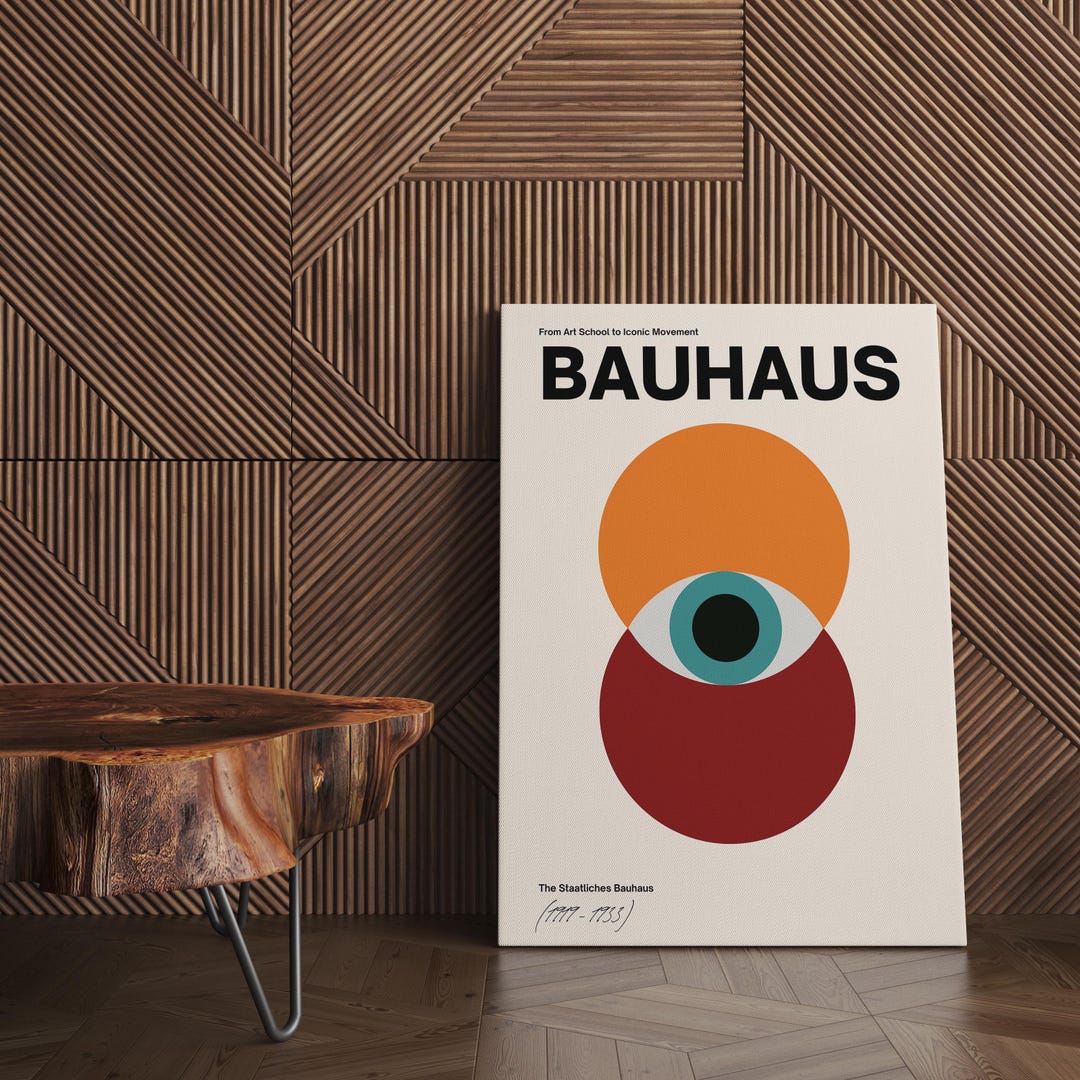 Bauhaus Wall Art Print, Modern Geometric Poster, Mid Century Modern Canvas, Abstract Bauhaus ...
