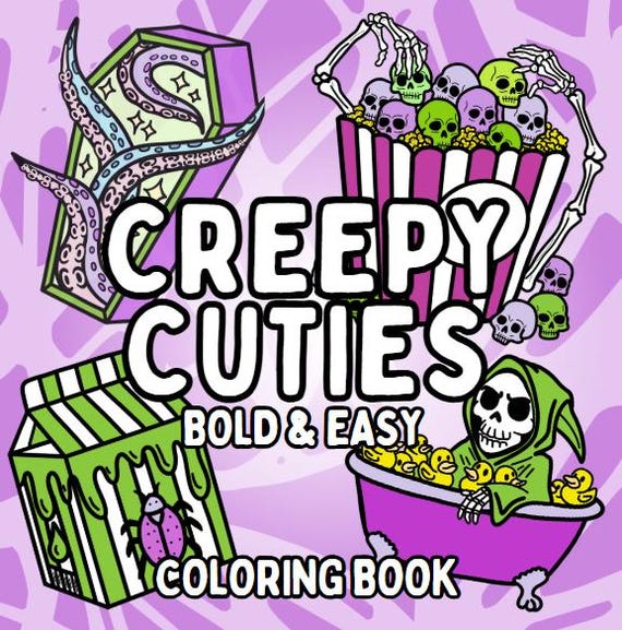 Creepy Cuties Coloring Book: 52 Spooky-Cute Pastel Goth Designs (Digital Download)